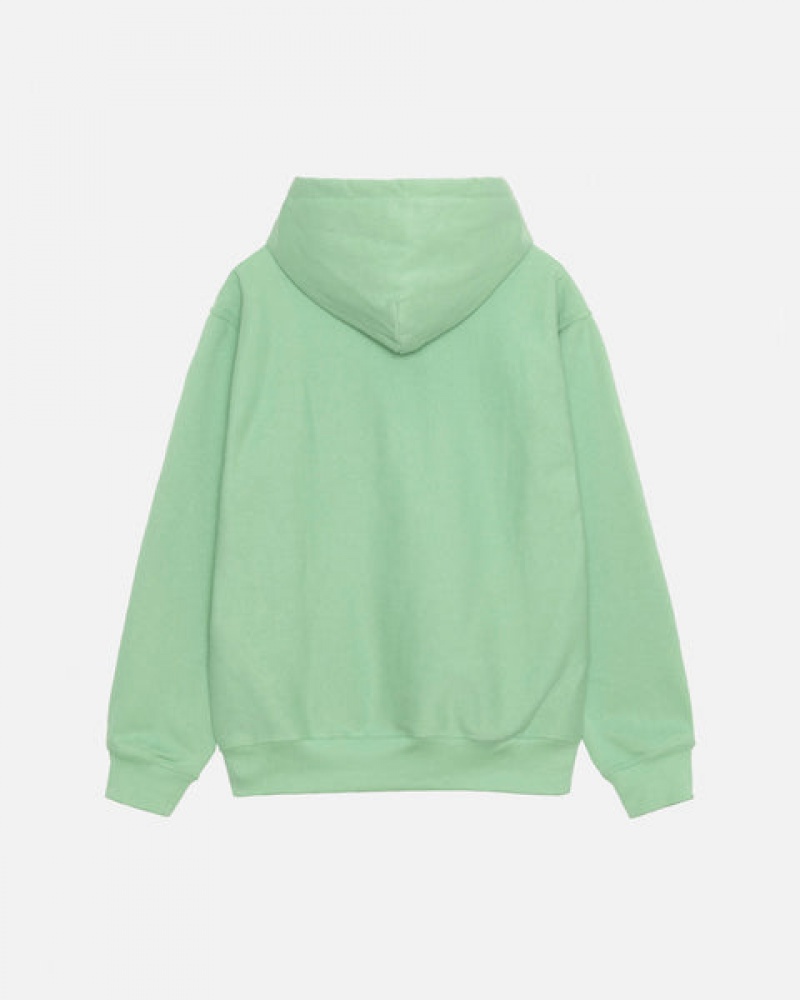 Green Men's Stussy Stock Logo Hood Sweatshirts Bangkok | Thailand TQV-5191