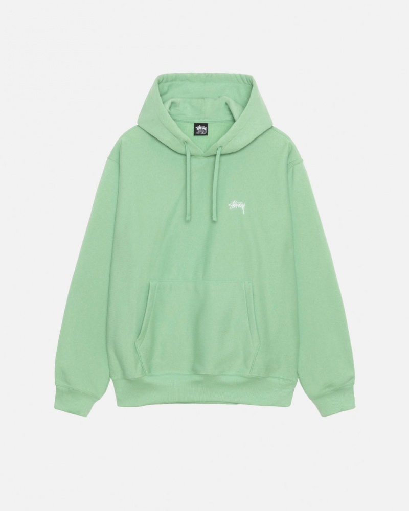 Green Men\'s Stussy Stock Logo Hood Sweatshirts Bangkok | Thailand TQV-5191