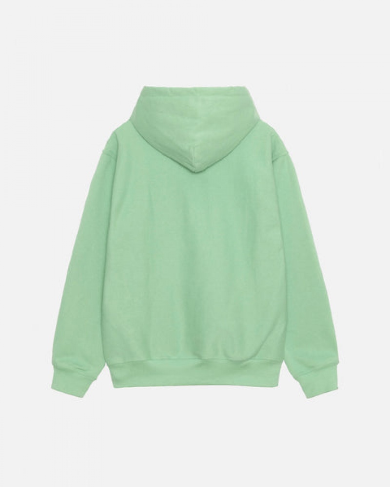 Green Men's Stussy Stock Logo Zip Hood Sweatshirts Bangkok | Thailand MZS-5373