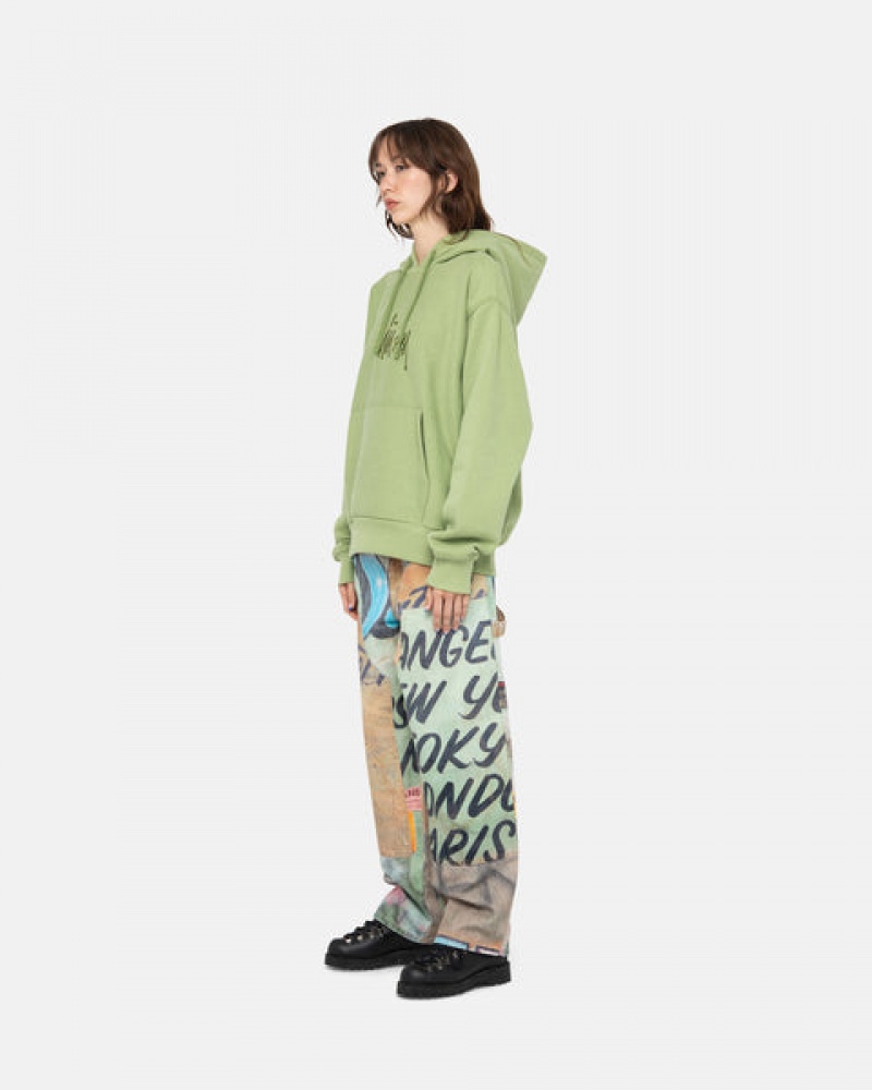 Green Women's Stussy Basic Applique Hood Sweatshirts Bangkok | Thailand LKP-7001