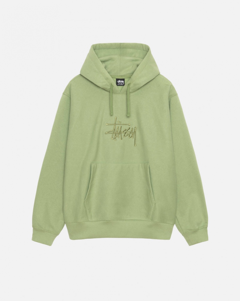 Green Women\'s Stussy Basic Applique Hood Sweatshirts Bangkok | Thailand LKP-7001