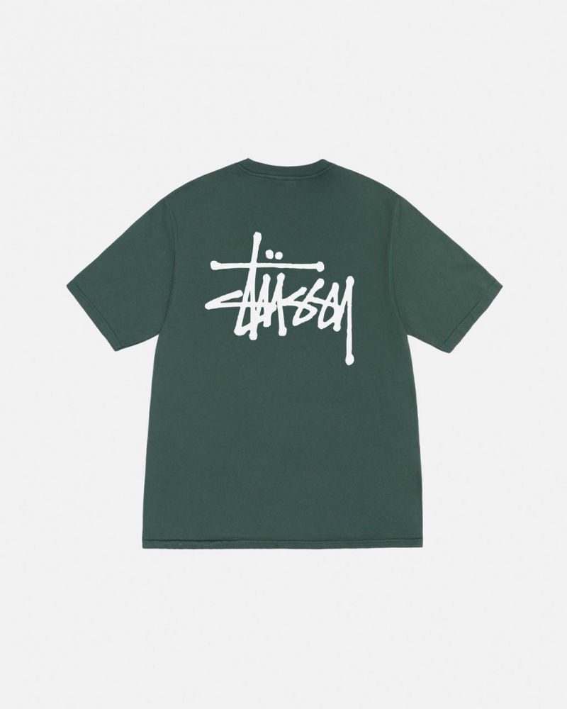 Green Women\'s Stussy Basic Stussy Tee Pigment Dyed Tees Bangkok | Thailand CAO-0770