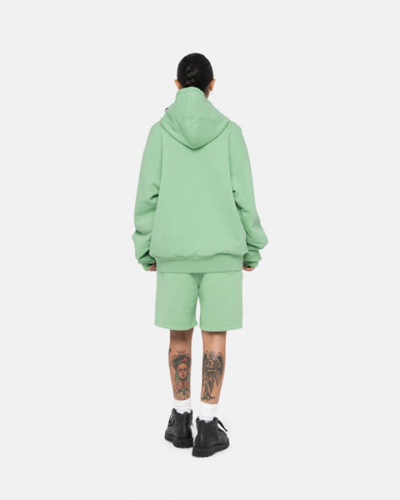 Green Women's Stussy Double Face Label Zip Hoodie Bangkok | Thailand FOR-9950