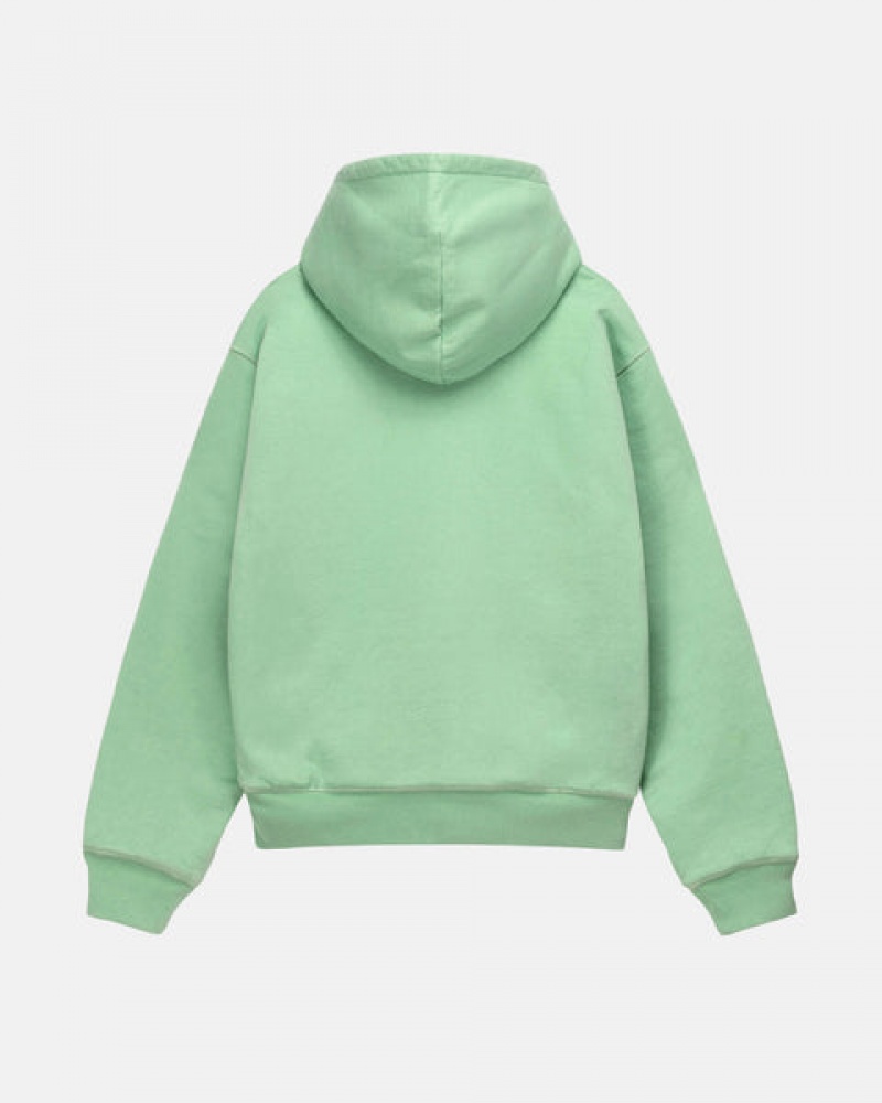 Green Women's Stussy Double Face Label Zip Hoodie Bangkok | Thailand FOR-9950