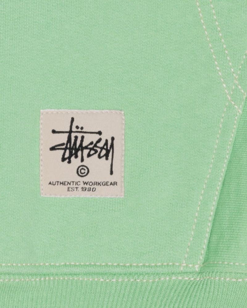 Green Women's Stussy Double Face Label Zip Hoodie Bangkok | Thailand FOR-9950