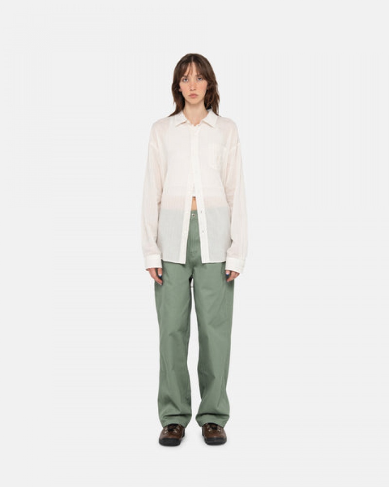 Green Women's Stussy Workgear Trouser Twill Pants Bangkok | Thailand LAX-7297