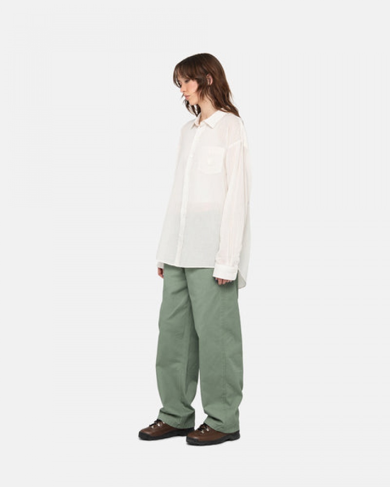 Green Women's Stussy Workgear Trouser Twill Pants Bangkok | Thailand LAX-7297