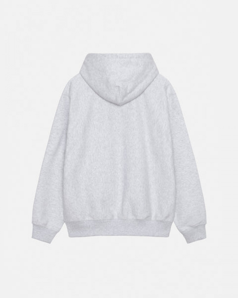 Grey Men's Stussy Basic Applique Hoodie Bangkok | Thailand EWN-4126