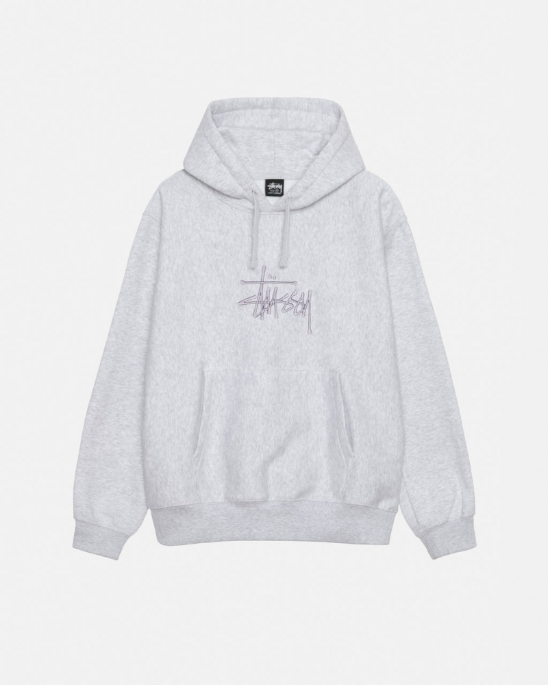 Grey Men\'s Stussy Basic Applique Hoodie Bangkok | Thailand EWN-4126