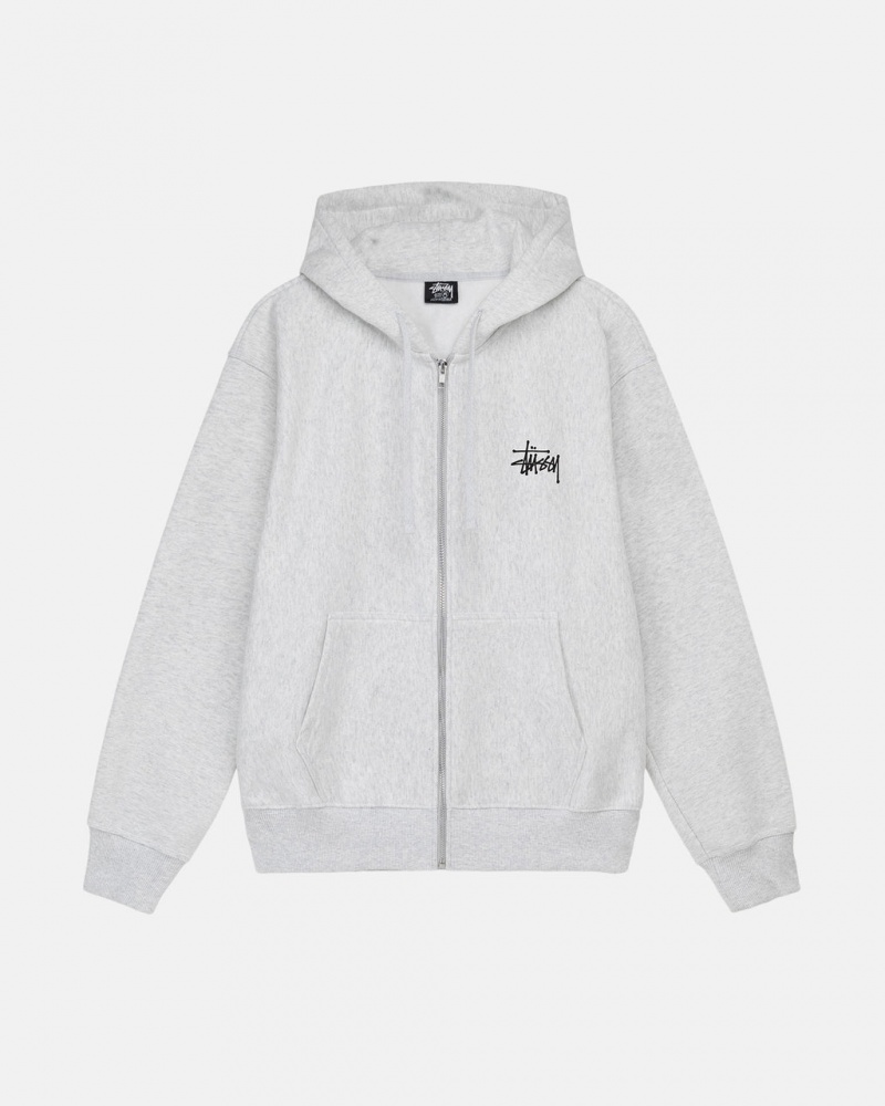 Grey Men\'s Stussy Basic Stussy Zip Hoodie Bangkok | Thailand ALW-8024