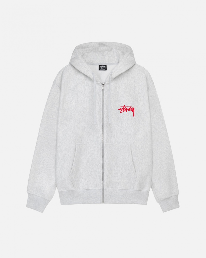 Grey Men\'s Stussy Skate Tough Zip Hoodie Bangkok | Thailand AMR-2633