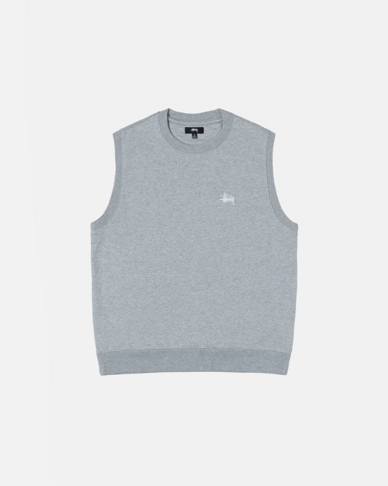 Grey Men\'s Stussy Stock Fleece Vest Sweatshirts Bangkok | Thailand EEH-7540