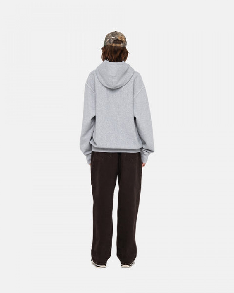 Grey Women's Stussy Contrast Stitch Label Hoodie Bangkok | Thailand JTI-0291