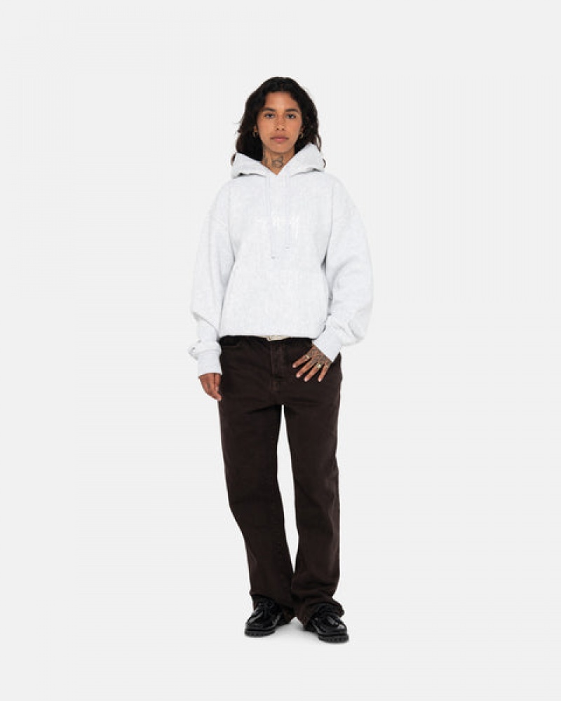 Grey Women's Stussy Stock Logo Applique Hoodie Bangkok | Thailand LIH-8732