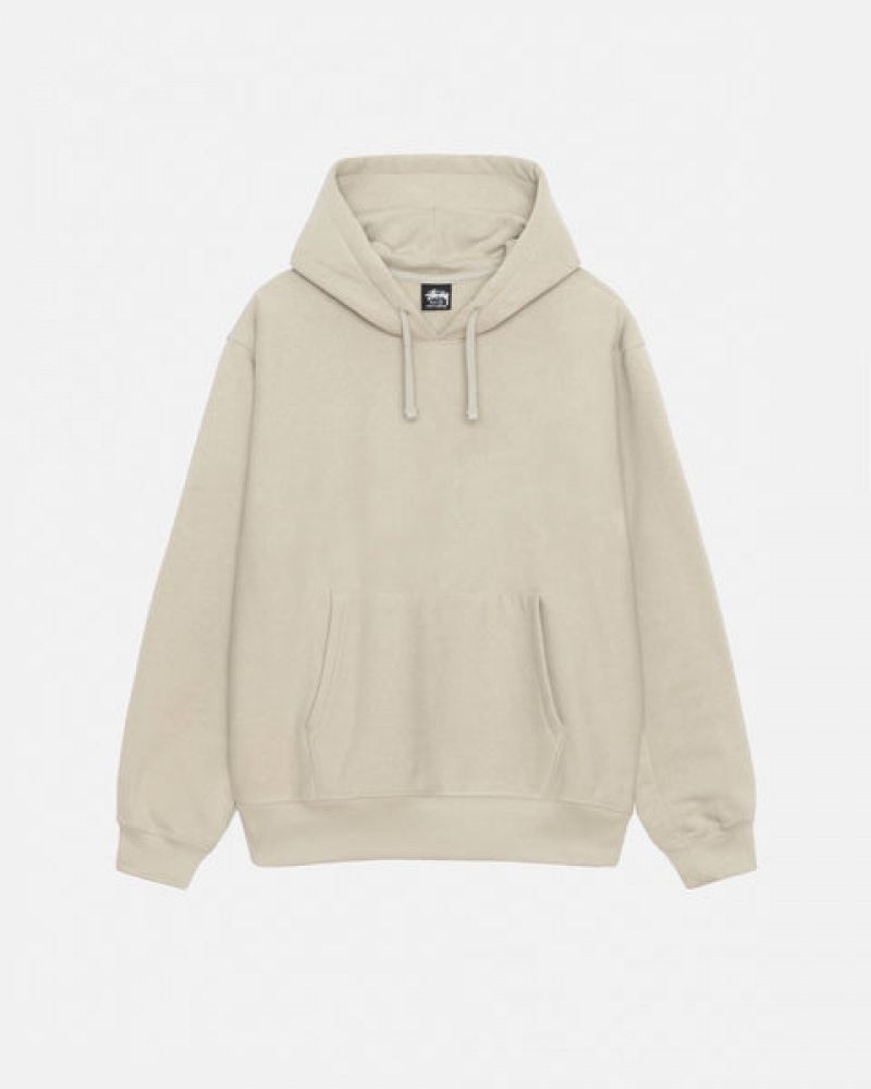 Khaki Men's Stussy Back Hood Applique Hood Sweatshirts Bangkok | Thailand DJU-2952