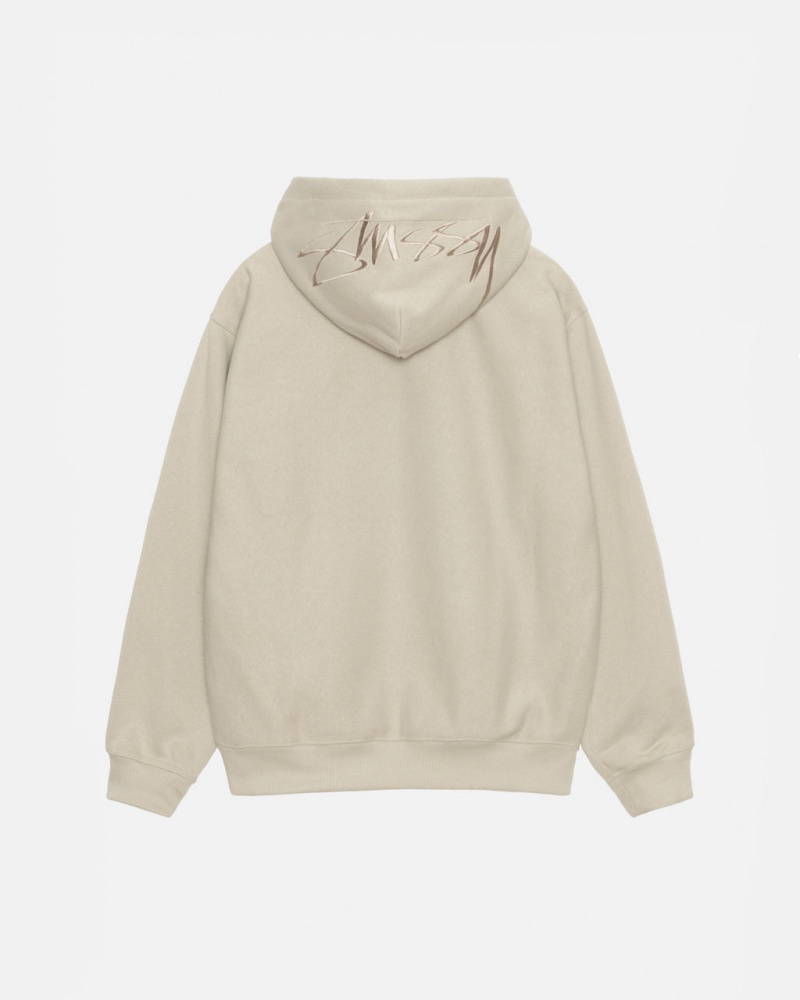 Khaki Men\'s Stussy Back Hood Applique Hood Sweatshirts Bangkok | Thailand DJU-2952