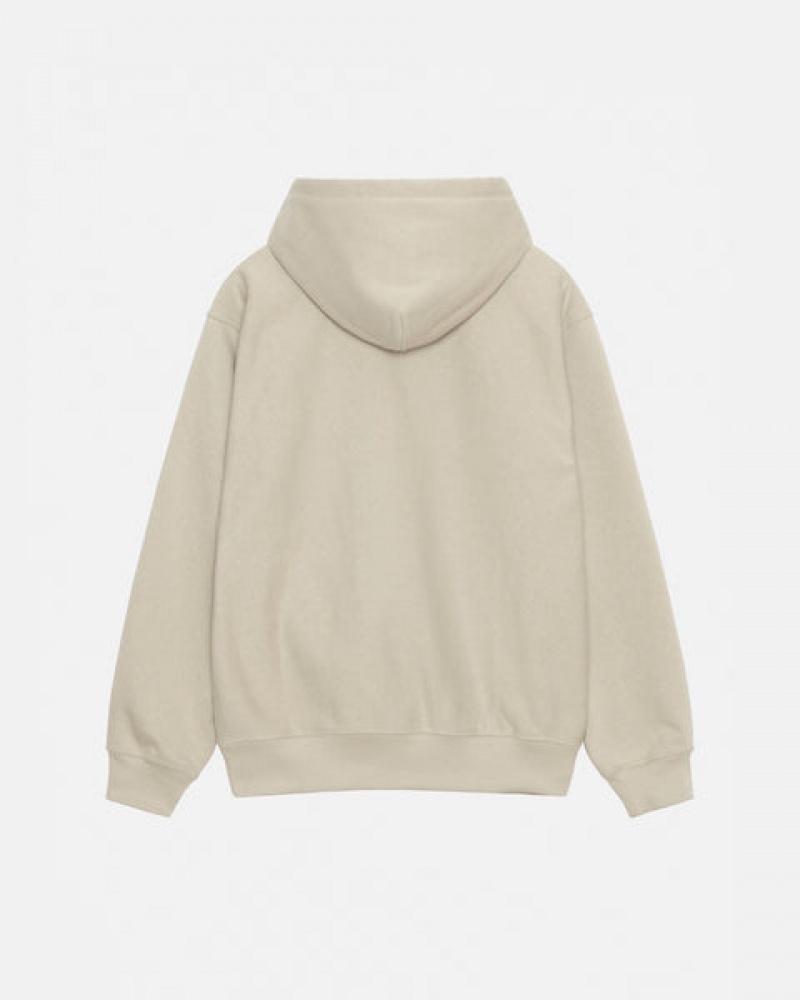 Khaki Men's Stussy Basic Applique Hood Sweatshirts Bangkok | Thailand WUV-0021