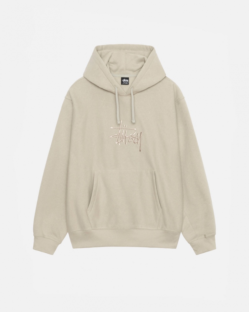 Khaki Men\'s Stussy Basic Applique Hood Sweatshirts Bangkok | Thailand WUV-0021