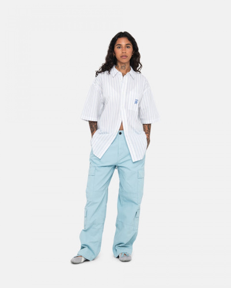 Light Blue Men's Stussy Surplus Cargo Ripstop Pants Bangkok | Thailand IVS-0037