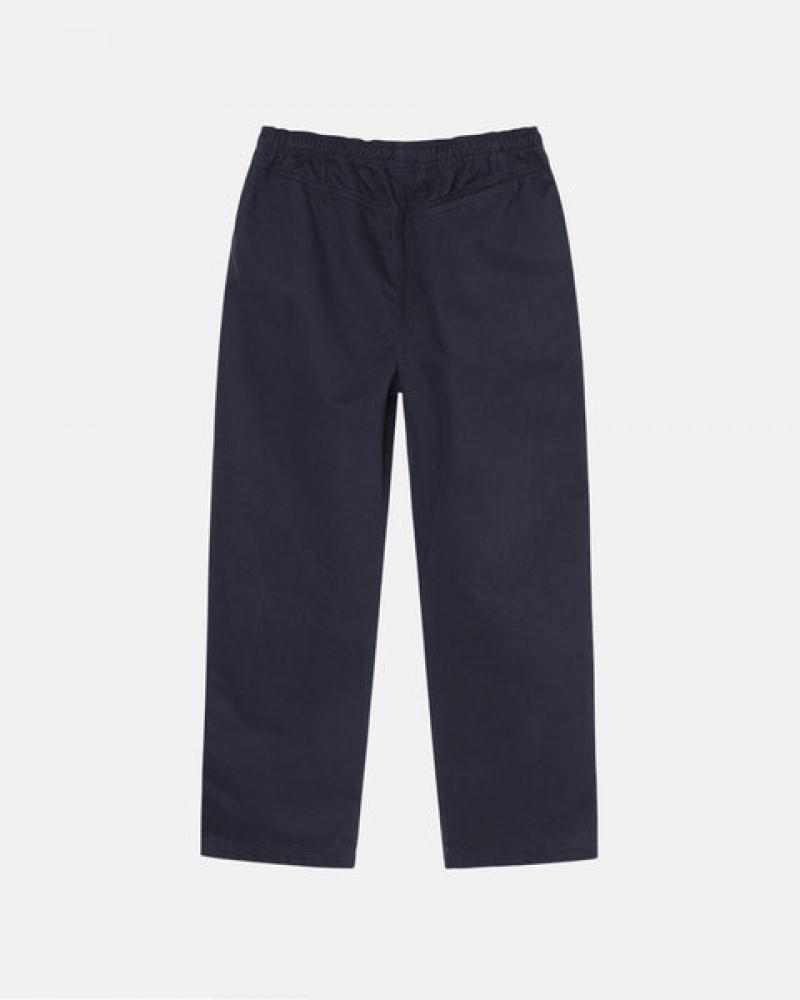 Navy Men's Stussy Beach Pant Brushed Cotton Pants Bangkok | Thailand DFC-5970