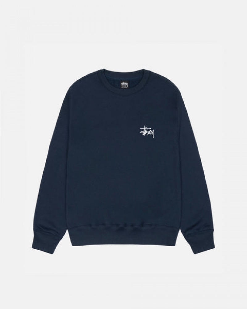 Navy Women's Stussy Basic Stussy Crew Sweatshirts Bangkok | Thailand YKF-6216