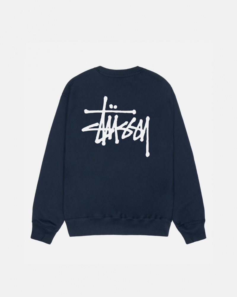 Navy Women\'s Stussy Basic Stussy Crew Sweatshirts Bangkok | Thailand YKF-6216