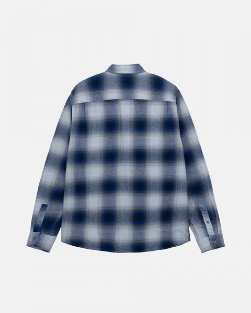 Navy Women's Stussy Bay Plaid Shirts Bangkok | Thailand ENC-6431