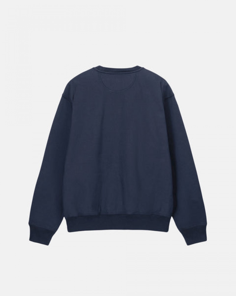 Navy Women's Stussy Overdyed Stock Logo Crew Sweatshirts Bangkok | Thailand XEA-5012