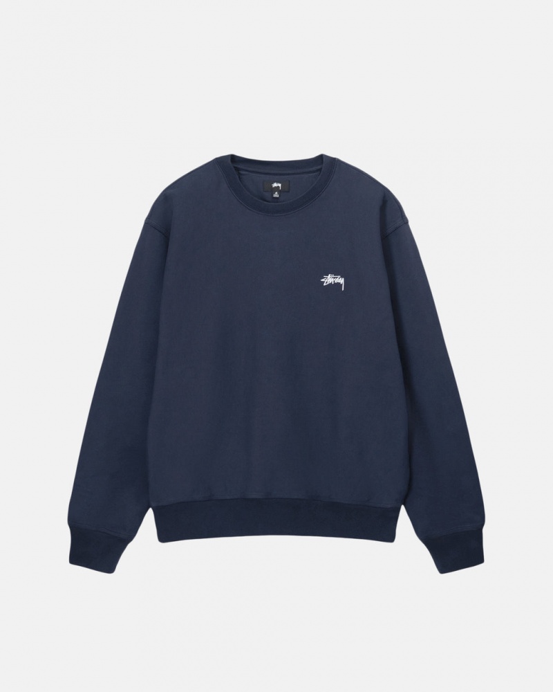 Navy Women\'s Stussy Overdyed Stock Logo Crew Sweatshirts Bangkok | Thailand XEA-5012