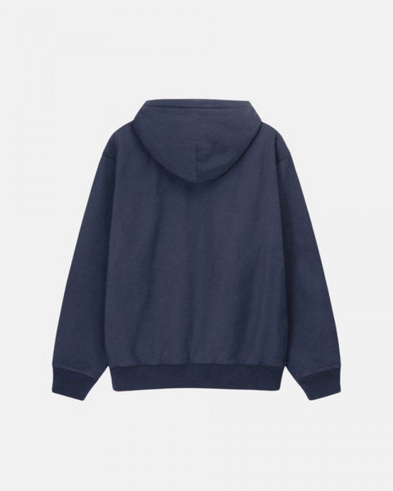 Navy Women's Stussy Overdyed Stock Logo Hoodie Bangkok | Thailand WIZ-7736