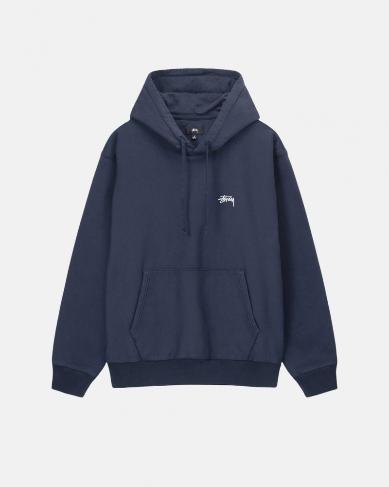 Navy Women\'s Stussy Overdyed Stock Logo Hoodie Bangkok | Thailand WIZ-7736