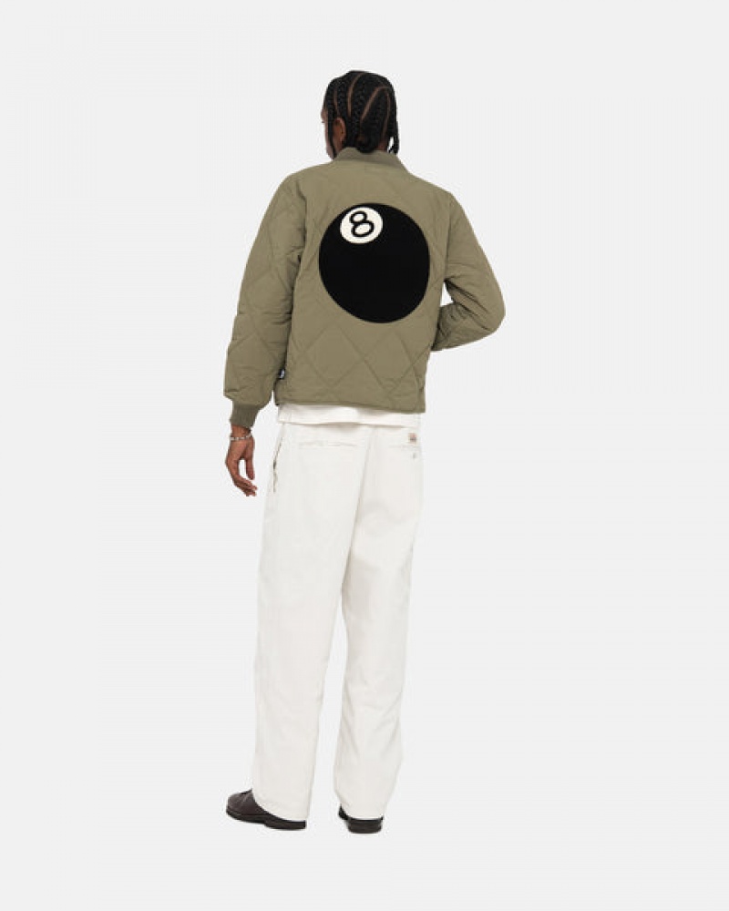 Olive Men's Stussy 8 Ball Quilted Liner Jackets Bangkok | Thailand DJM-8739