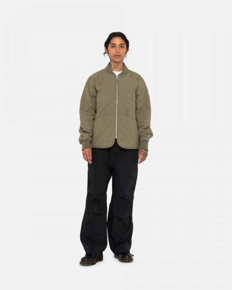 Olive Men's Stussy 8 Ball Quilted Liner Jackets Bangkok | Thailand DJM-8739