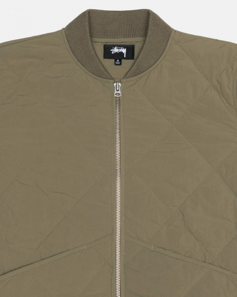 Olive Men's Stussy 8 Ball Quilted Liner Jackets Bangkok | Thailand DJM-8739