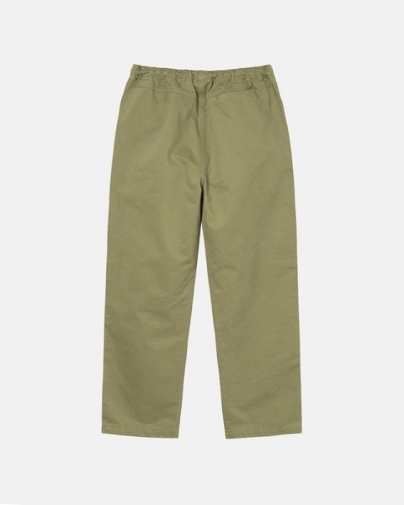 Olive Men's Stussy Beach Pant Brushed Cotton Pants Bangkok | Thailand JUH-9305