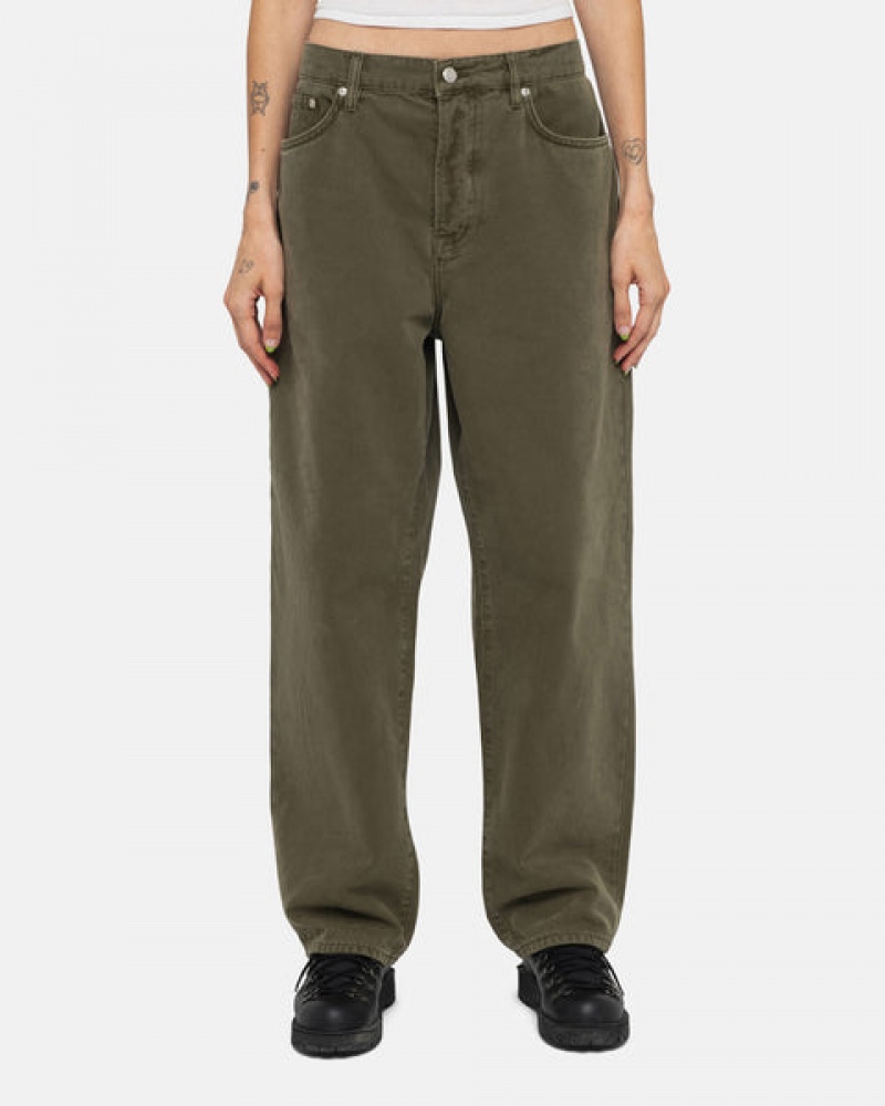 Olive Men's Stussy Big Ol' Jean Washed Canvas Pants Bangkok | Thailand MEE-0157