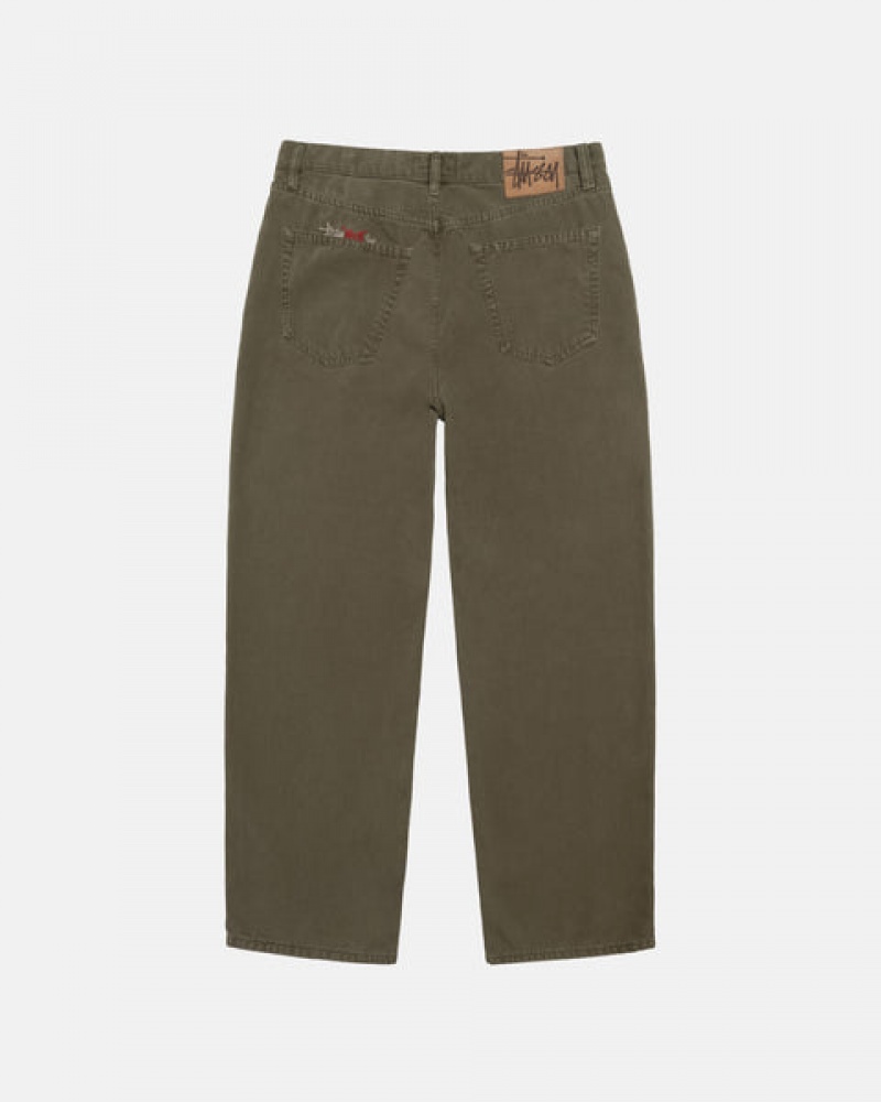 Olive Men's Stussy Big Ol' Jean Washed Canvas Pants Bangkok | Thailand MEE-0157