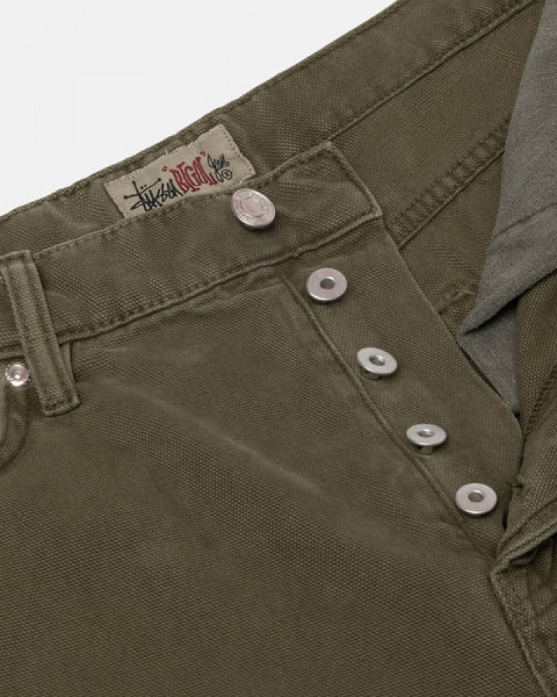 Olive Men's Stussy Big Ol' Jean Washed Canvas Pants Bangkok | Thailand MEE-0157