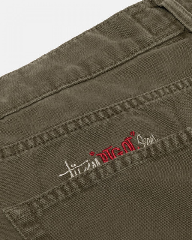 Olive Men's Stussy Big Ol' Jean Washed Canvas Pants Bangkok | Thailand MEE-0157