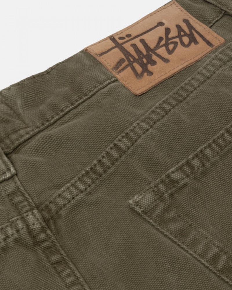 Olive Men's Stussy Big Ol' Jean Washed Canvas Pants Bangkok | Thailand MEE-0157