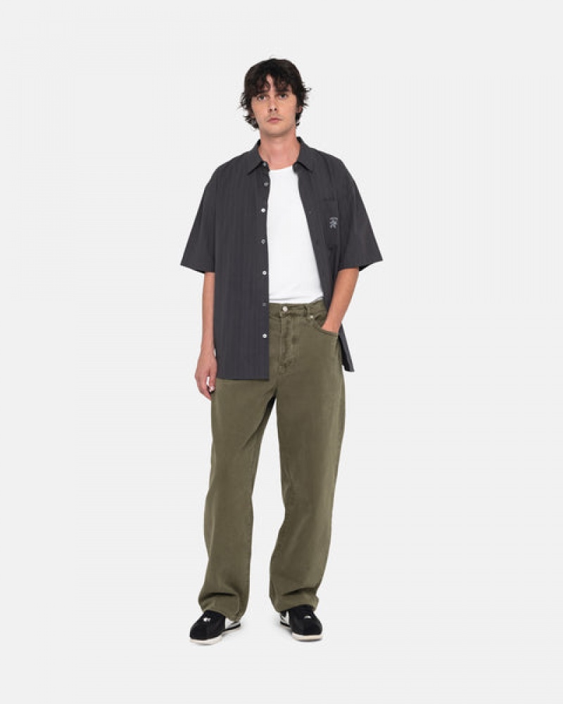 Olive Men's Stussy Big Ol' Jean Washed Canvas Pants Bangkok | Thailand MEE-0157