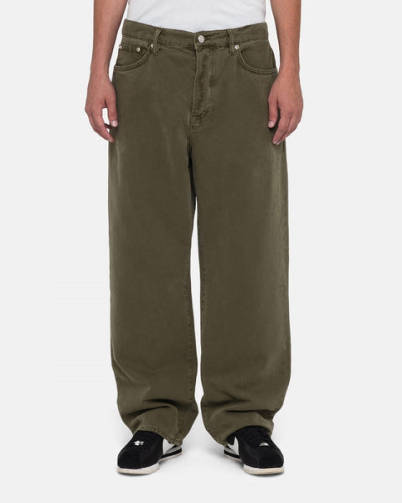 Olive Men's Stussy Big Ol' Jean Washed Canvas Pants Bangkok | Thailand MEE-0157