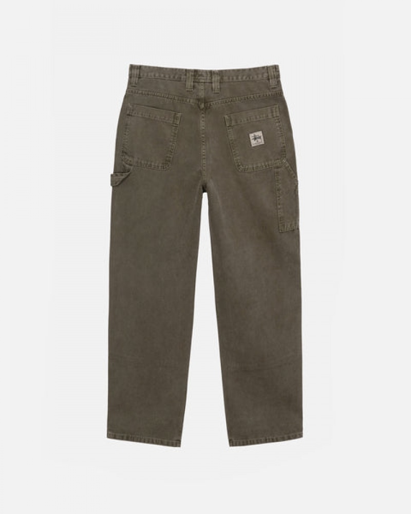 Olive Men's Stussy Work Pant Canvas Pants Bangkok | Thailand USL-7495