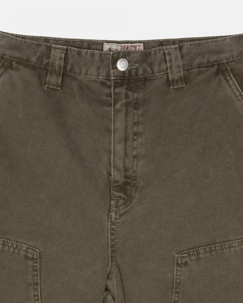 Olive Men's Stussy Work Pant Canvas Pants Bangkok | Thailand USL-7495