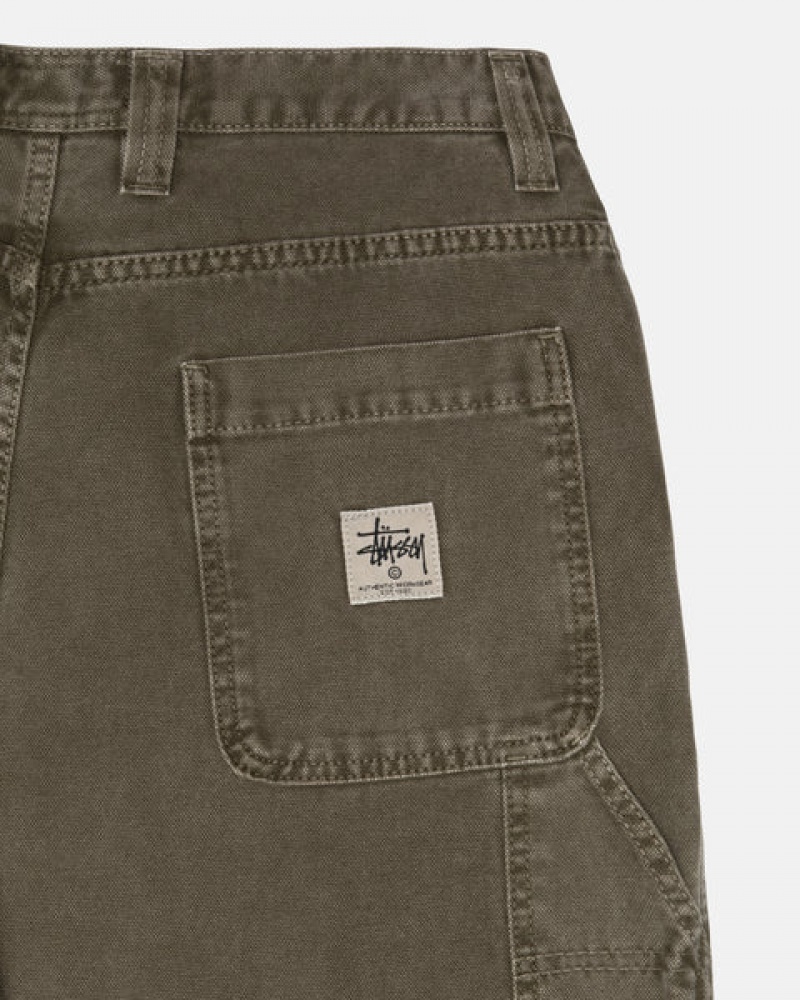 Olive Men's Stussy Work Pant Canvas Pants Bangkok | Thailand USL-7495