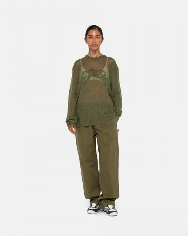 Olive Women's Stussy Beach Pant Brushed Cotton Pants Bangkok | Thailand NCR-4580