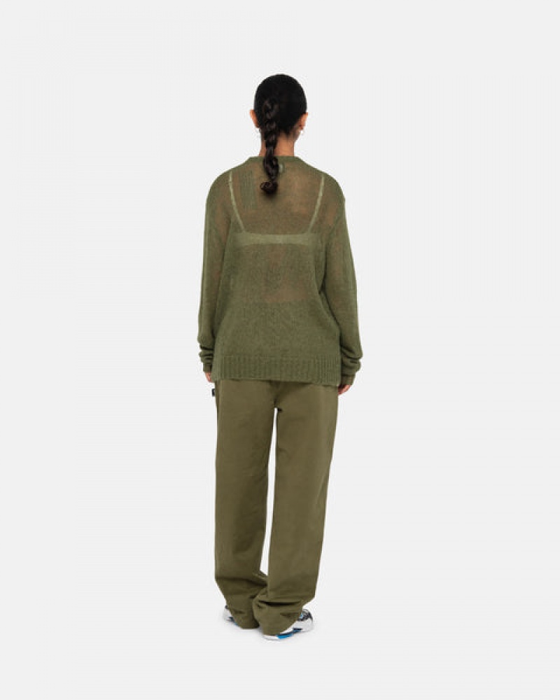 Olive Women's Stussy Beach Pant Brushed Cotton Pants Bangkok | Thailand NCR-4580