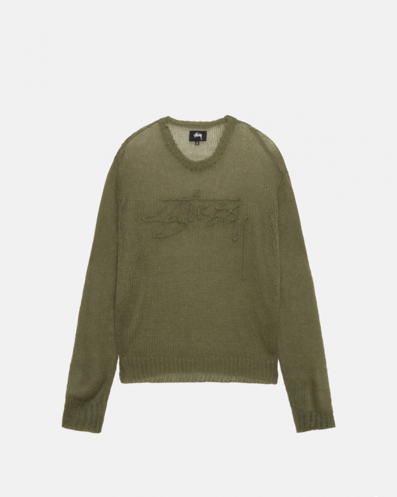 Olive Women\'s Stussy Loose Knit Sweaters Bangkok | Thailand RCL-4524