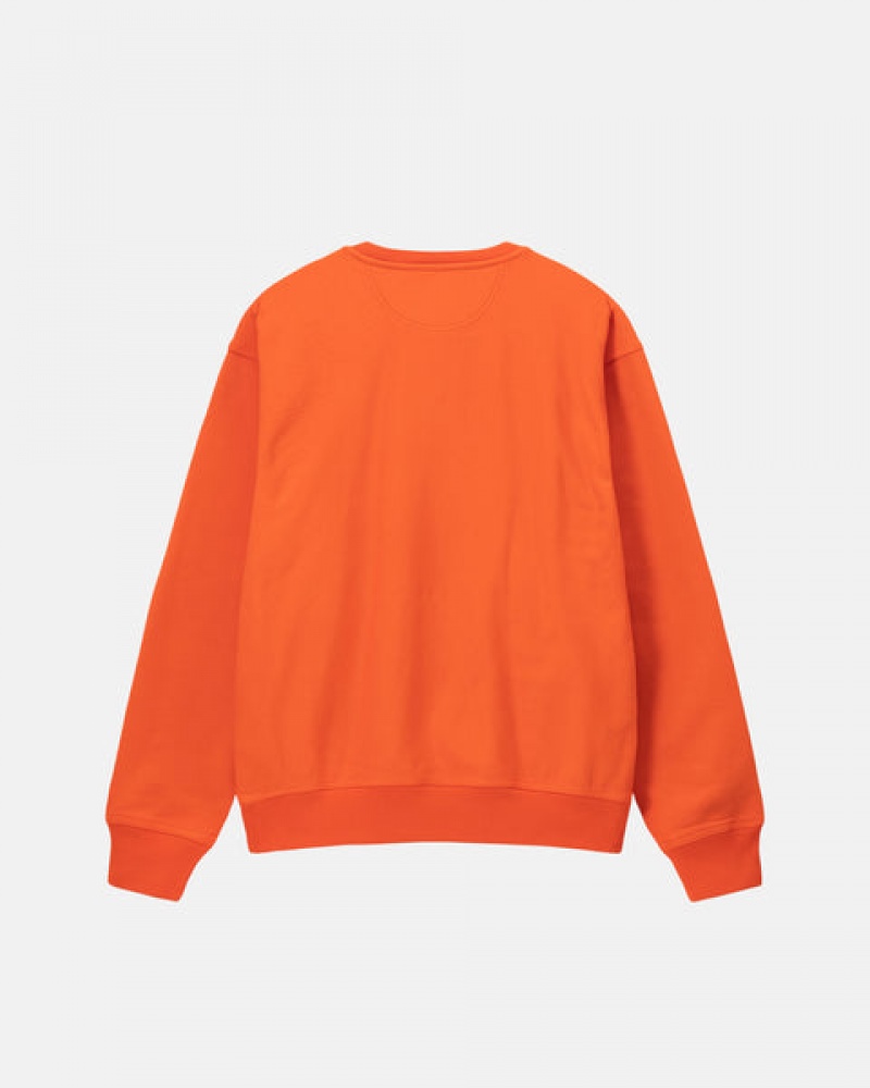 Orange Men's Stussy Overdyed Stock Logo Crew Sweatshirts Bangkok | Thailand SJJ-0777