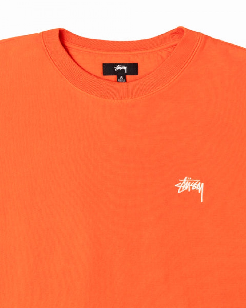 Orange Men's Stussy Overdyed Stock Logo Crew Sweatshirts Bangkok | Thailand SJJ-0777